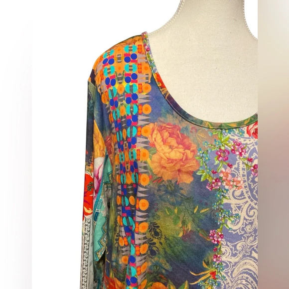 Johnny Was long sleeve knit top eclectic compilation of different patterns 
L54 - Picture 2 of 8